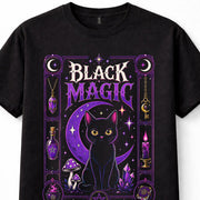 Black Magic Cat Witch Gothic Moon Pentagram Occult Wiccan Unisex T-Shirt
