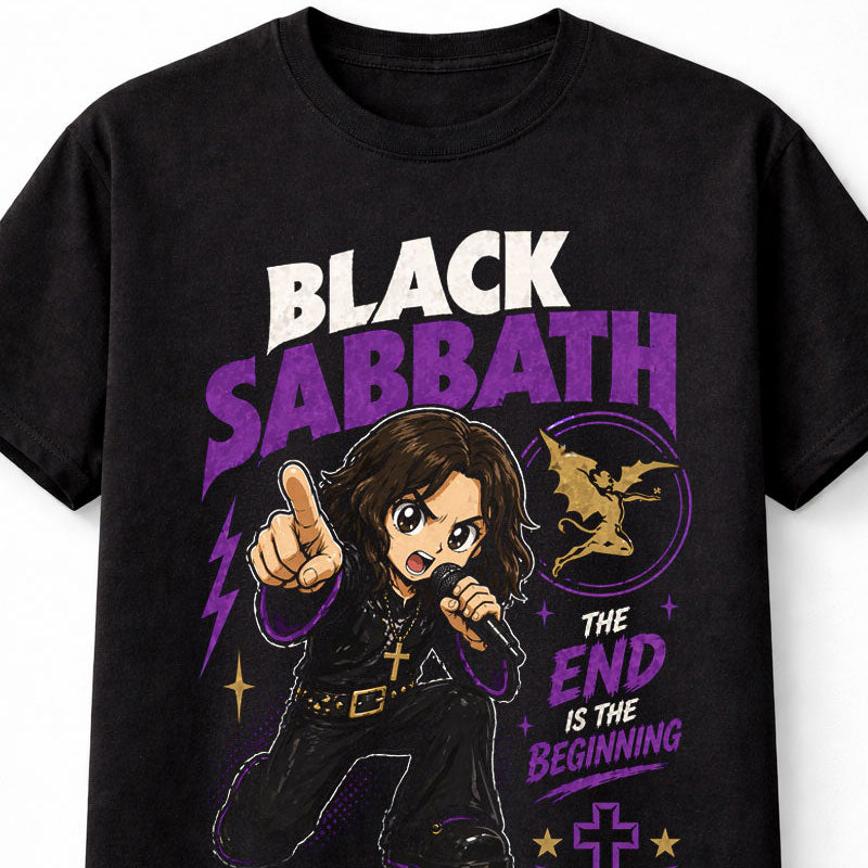 Black Sabbath Ozzy Osbourne Heavy Metal Rock Band Graphic T-Shirt The End Is The Beginning Tour Music Fan Tee Adult & Kids Unisex T-Shirt