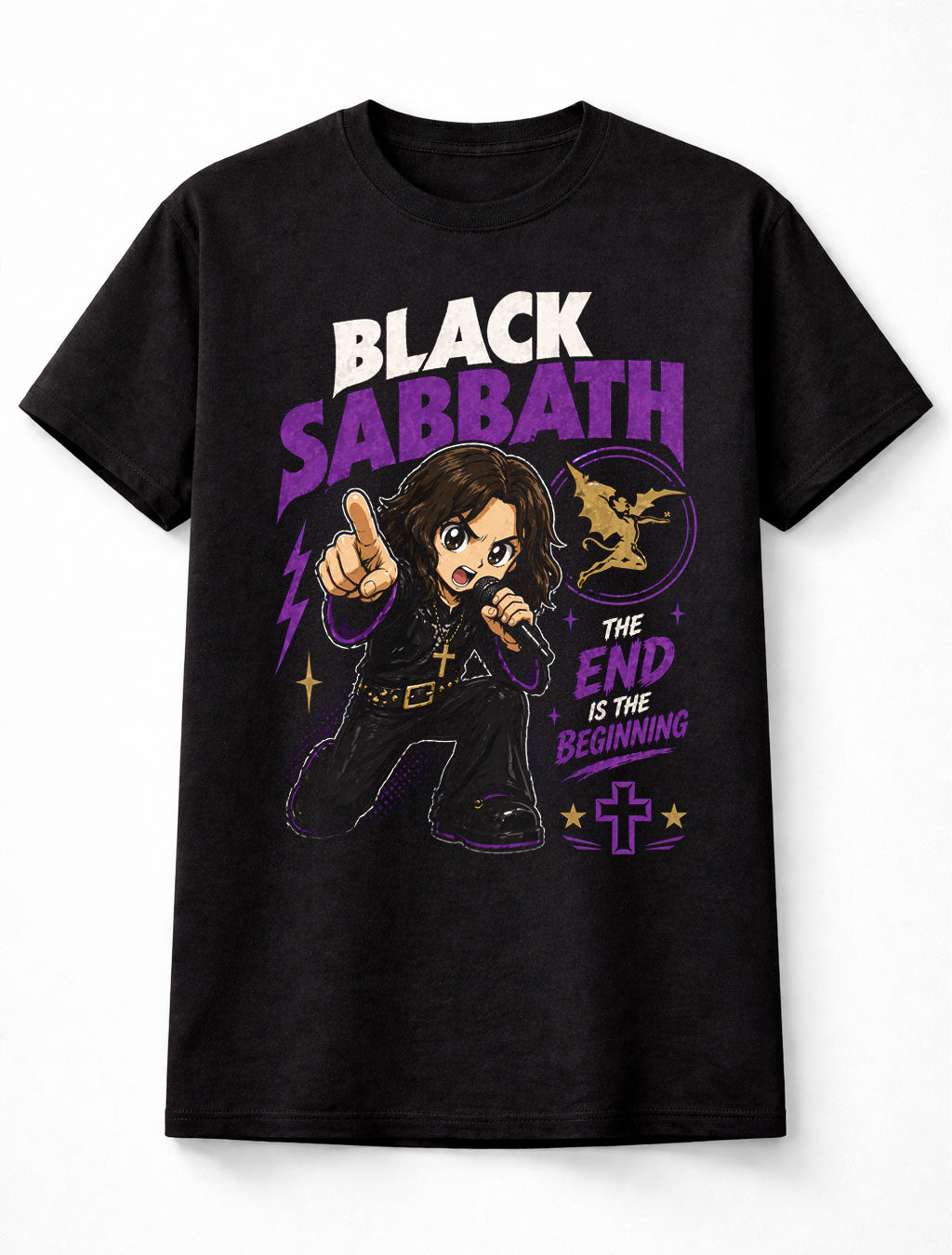 Black Sabbath Ozzy Osbourne Heavy Metal Rock Band Graphic T-Shirt The End Is The Beginning Tour Music Fan Tee Adult & Kids Unisex T-Shirt
