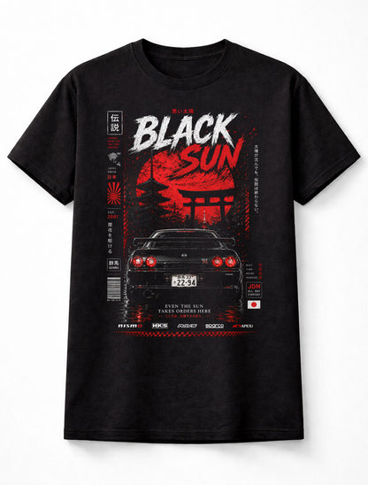 Black Sun JDM Skyline GTR Racing Y2K Graphic Unisex T-Shirt