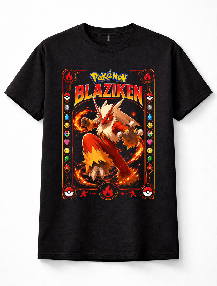 Pokémon Blaziken Fire Fighting Type Nintendo Game Black Unisex T-Shirt