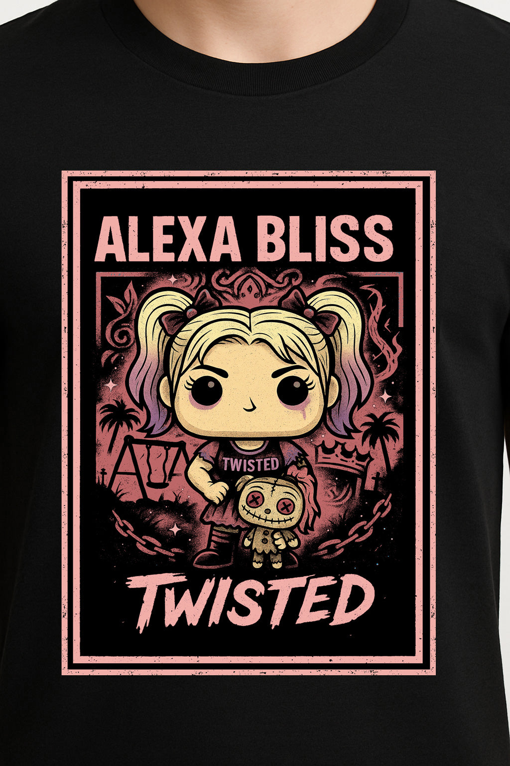 Alexa Bliss Twisted Pink Comic Pop Doll Kids Unisex T-Shirt