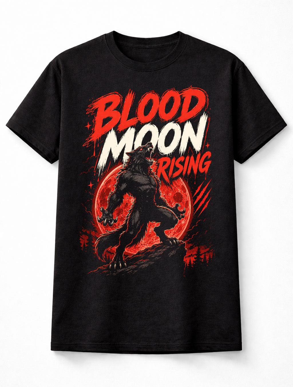 Blood Moon Rising Werewolf Horror Graphic Unisex T-Shirt