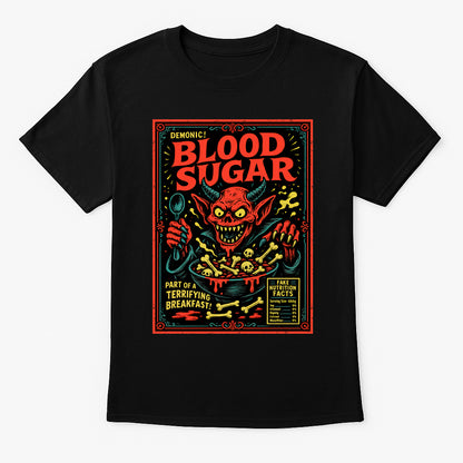 Blood Sugar Demonic Cereal Horror Unisex T-Shirt Retro Monster Tee