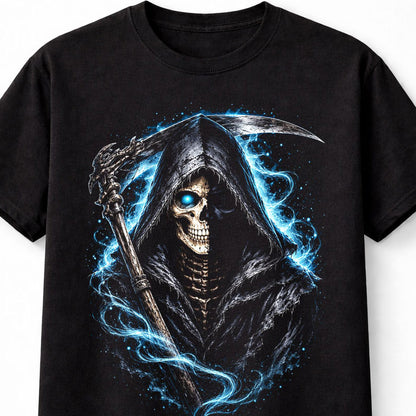 Grim Reaper Skeleton Scythe Gothic Horror Skull Graphic Unisex T-Shirt