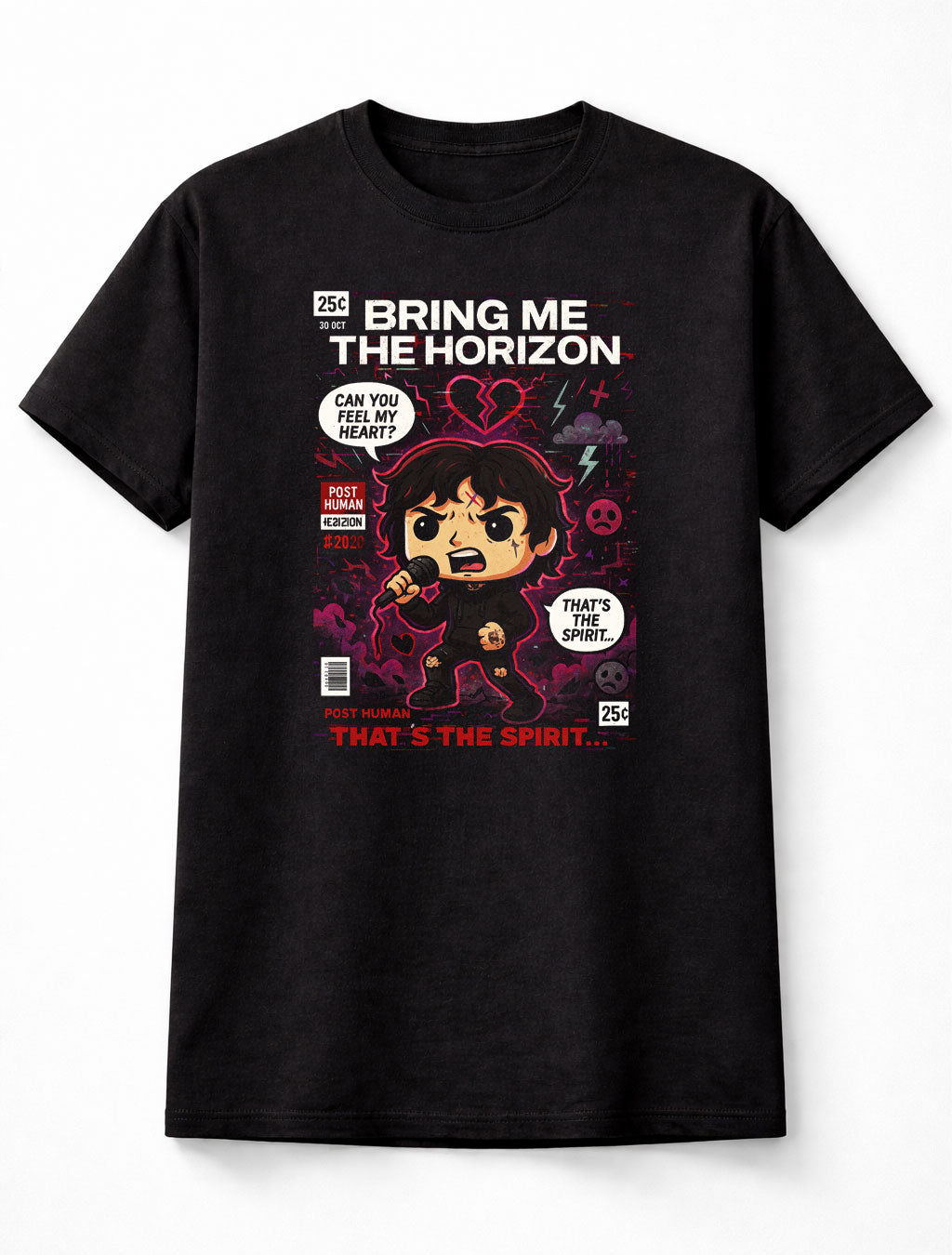 Oli Sykes Bring Me The Horizon T-Shirt Post Human Unisex Black Graphic Tee