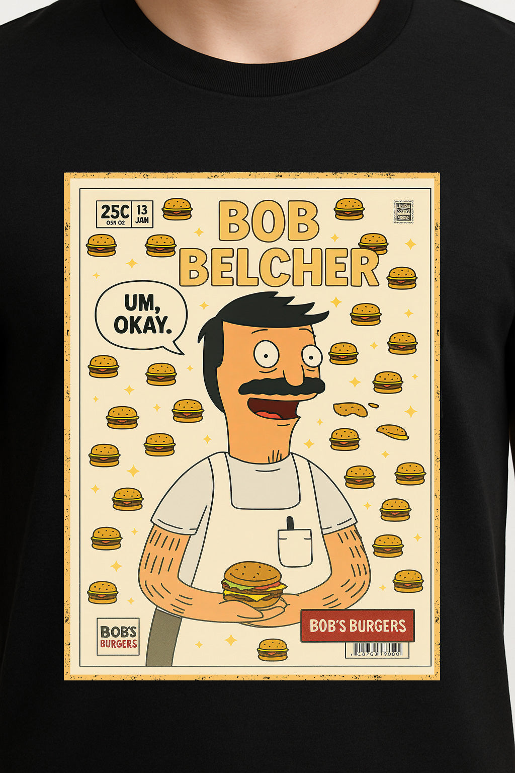Bob’s Burgers Bob Belcher Burger Lover Retro Comic Cover Unisex T-Shirt