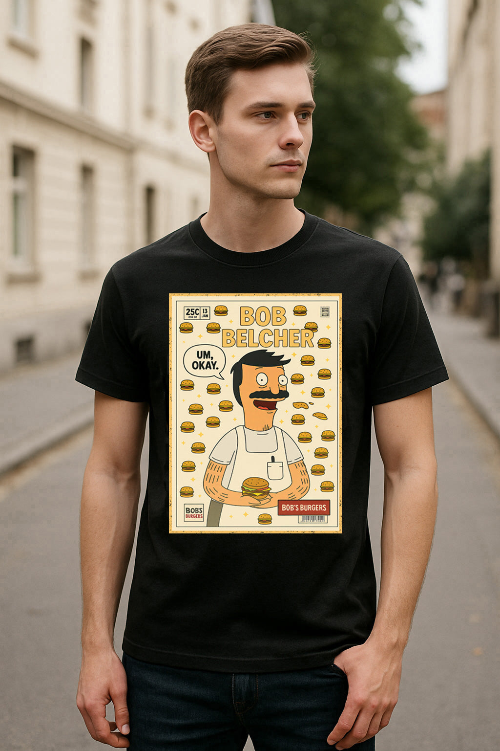 Bob’s Burgers Bob Belcher Burger Lover Retro Comic Cover Unisex T-Shirt