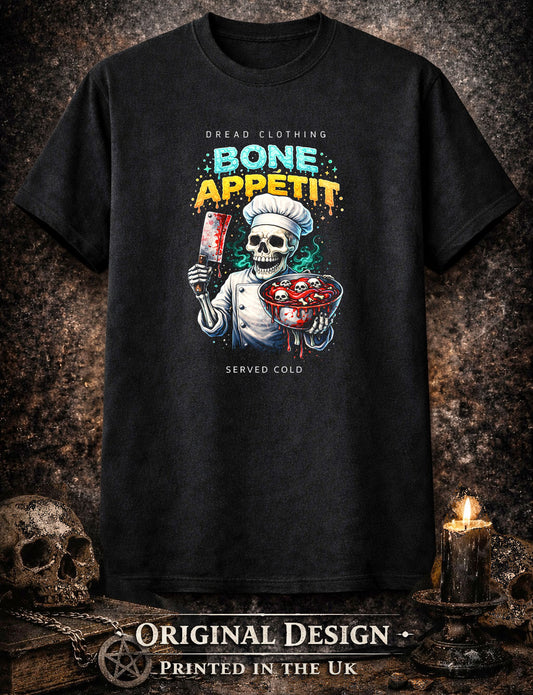 Bone Appetit Skull Chef Unisex Toxic Gothic Horror Graphic T-Shirt Dark Art