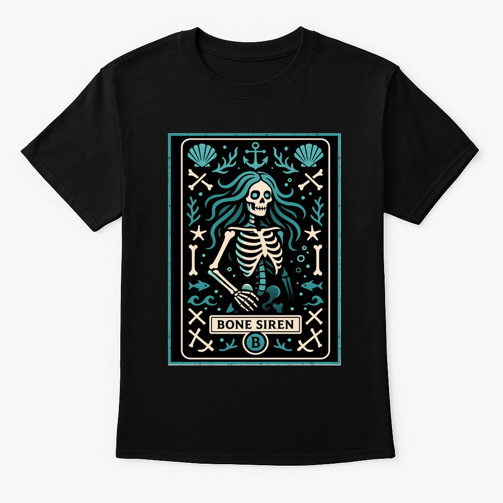 Bone Siren Skeleton Mermaid Gothic Nautical Dark Alternative Unisex T-Shirt