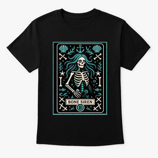 Bone Siren Skeleton Mermaid Gothic Nautical Dark Alternative Unisex T-Shirt