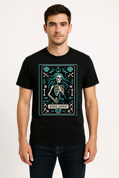 Bone Siren Skeleton Mermaid Gothic Nautical Dark Alternative Unisex T-Shirt