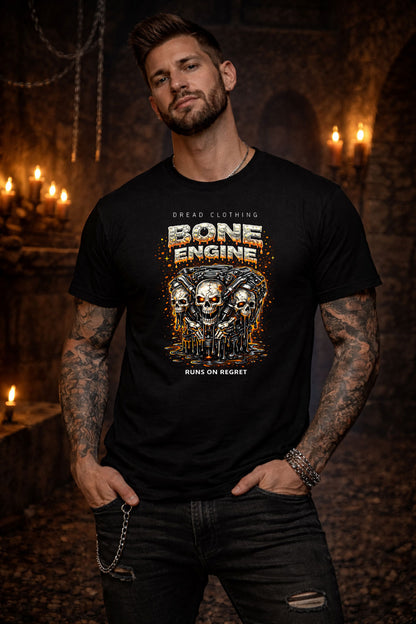 Bone Engine Skull Unisex Toxic Gothic Biker Graphic T-Shirt Dark Horror Tee