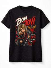 Bon Jovi It’s My Life Graphic T-Shirt Classic Rock Band Music Fan Tee It’s Now Or Never Lyrics Adult & Kids Unisex T-Shirt