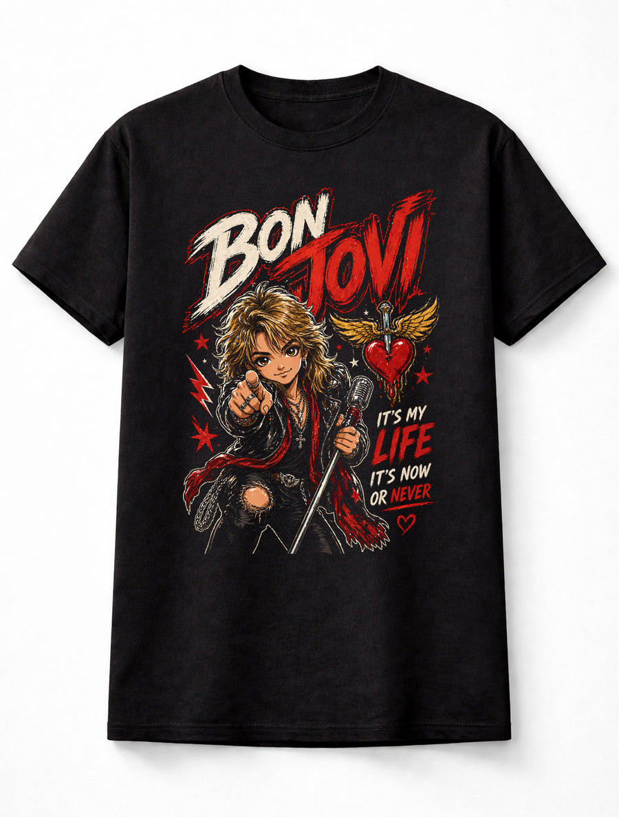 Bon Jovi It’s My Life Graphic T-Shirt Classic Rock Band Music Fan Tee It’s Now Or Never Lyrics Adult & Kids Unisex T-Shirt