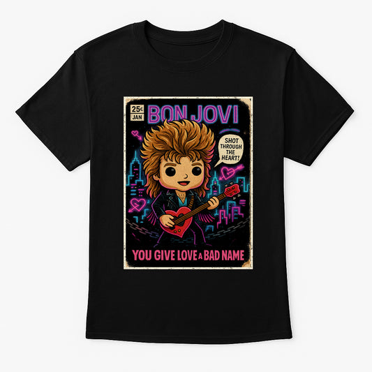 Bon Jovi You Give Love a Bad Name 80s Rock Funko Pop Style Unisex T-Shirt