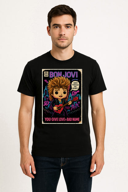 Bon Jovi You Give Love a Bad Name 80s Rock Funko Pop Style Unisex T-Shirt