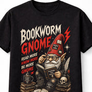 Bookworm Gnome Reading Magic Fantasy Books Graphic Nerd Unisex T-Shirt