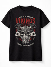 Vikings Skull Warrior T Shirt Norse Helmet Axe Graphic Tee Unisex T-Shirt