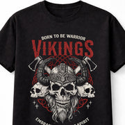 Vikings Skull Warrior T Shirt Norse Helmet Axe Graphic Tee Unisex T-Shirt