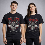 Vikings Skull Warrior T Shirt Norse Helmet Axe Graphic Tee Unisex T-Shirt