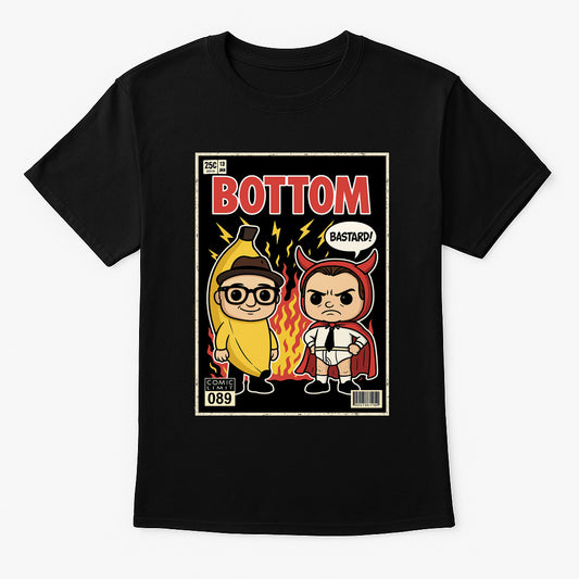 Bottom Retro Comic Style T-Shirt – Cult British Comedy Graphic Tee