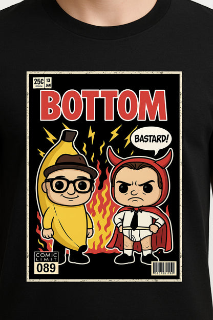 Bottom Retro Comic Style T-Shirt – Cult British Comedy Graphic Tee