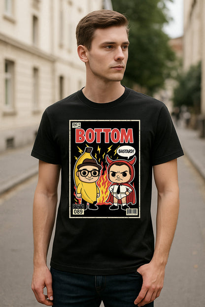 Bottom Retro Comic Style T-Shirt – Cult British Comedy Graphic Tee