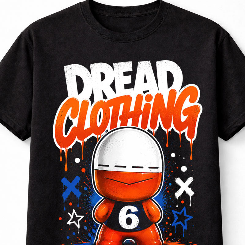 Crazy Bones Boy Number 6 Graphic Cartoon Mascot Retro Black Unisex T-Shirt