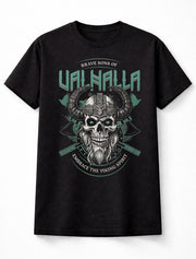 Valhalla Viking Skull Norse Warrior Brave Sons Nordic Black Unisex T-Shirt