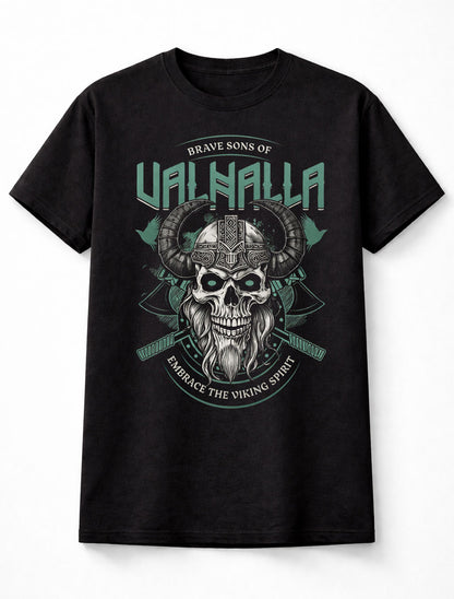 Valhalla Viking Skull Brave Sons Norse Warrior Tee Unisex T Shirt