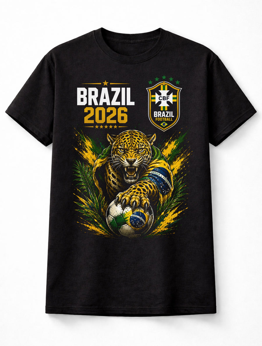 Brazil Football 2026 Jaguar Soccer Fan Supporter Graphic Unisex T-Shirt