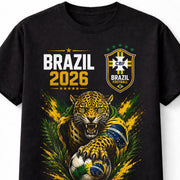 Brazil Football 2026 Jaguar Soccer Fan Supporter Graphic Unisex T-Shirt