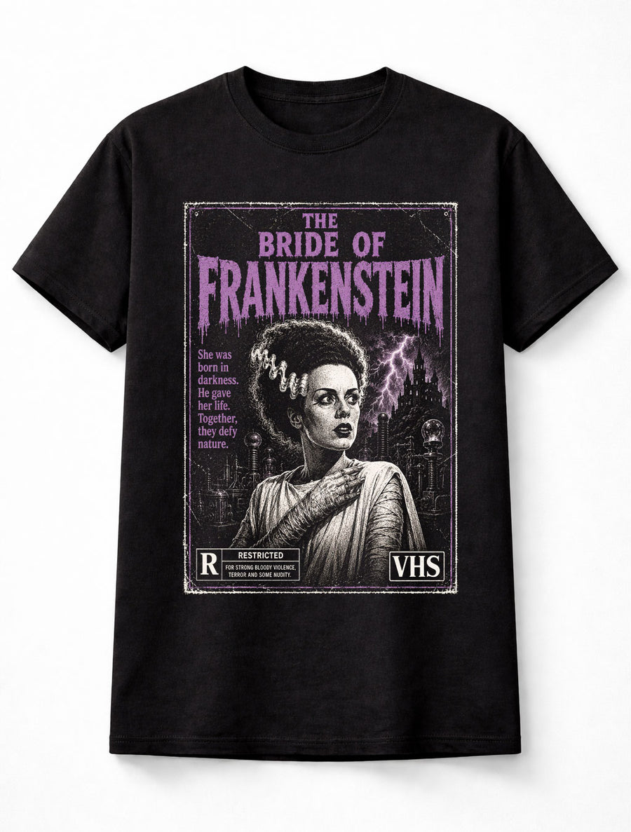 Bride of Frankenstein Gothic Monster Vintage Horror VHS Unisex T-Shirt