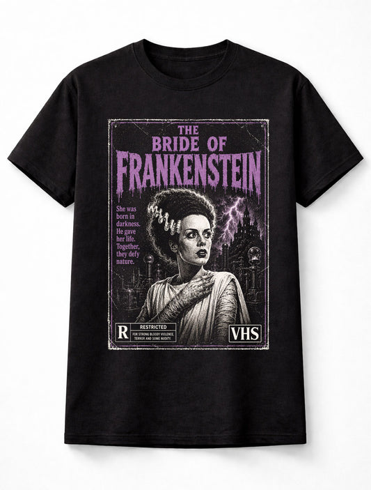 Bride of Frankenstein Gothic Monster Vintage Horror VHS Unisex T-Shirt