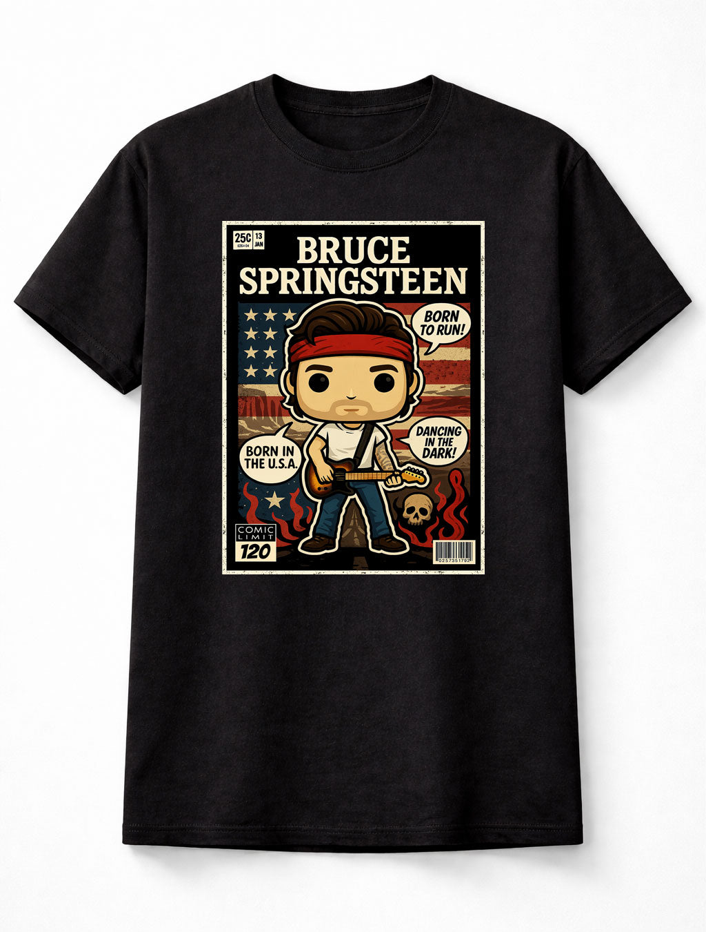 Bruce Springsteen T-Shirt Born To Run Rock Legend Unisex Black Graphic Tee