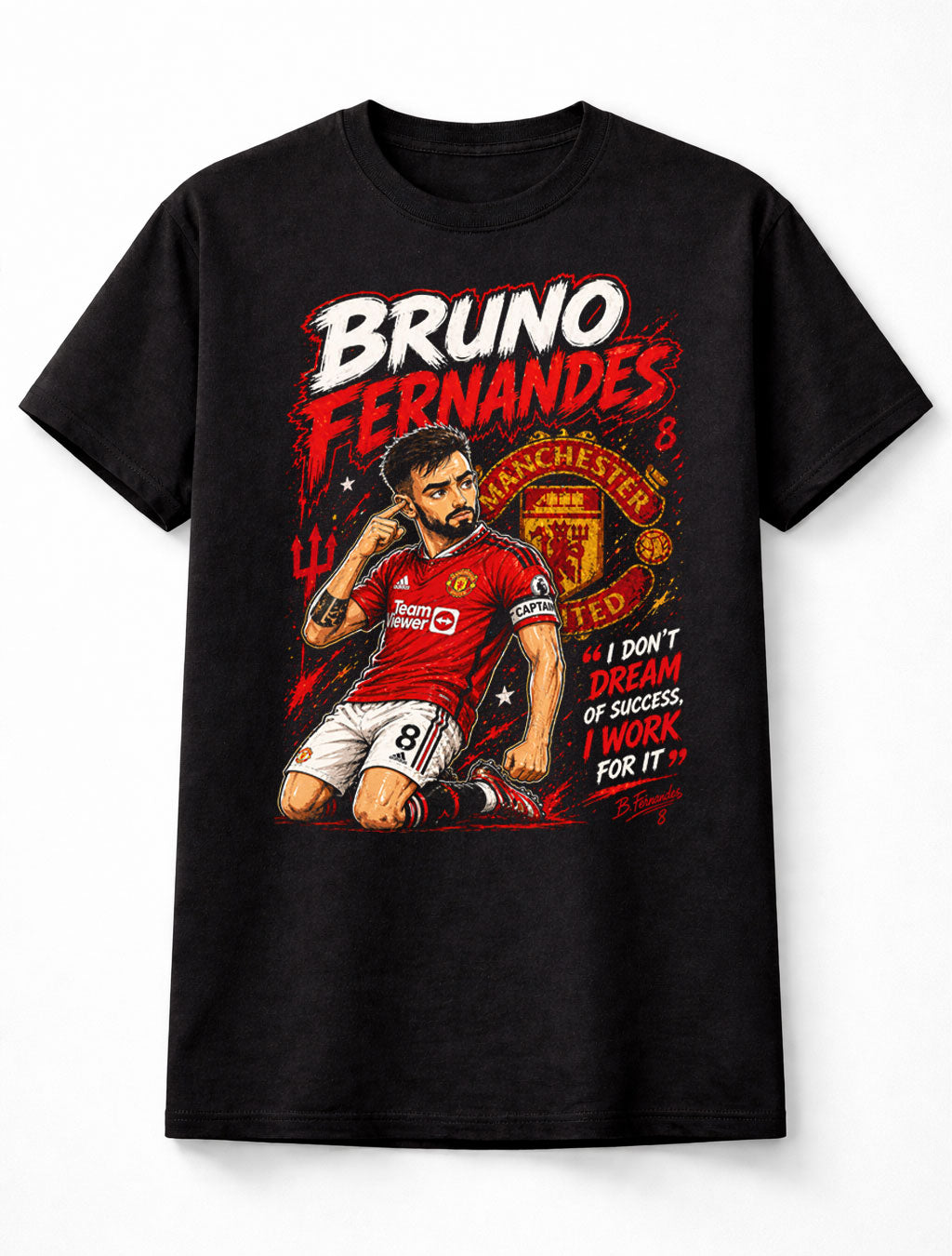 Bruno Fernandes 8 Manchester United Style Soccer Football Fan Graphic Tee Unisex Adults & Kids T-Shirt