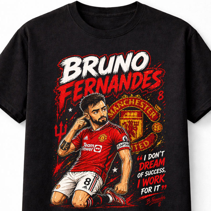 Bruno Fernandes 8 Manchester United Style Soccer Football Fan Graphic Tee Unisex Adults & Kids T-Shirt