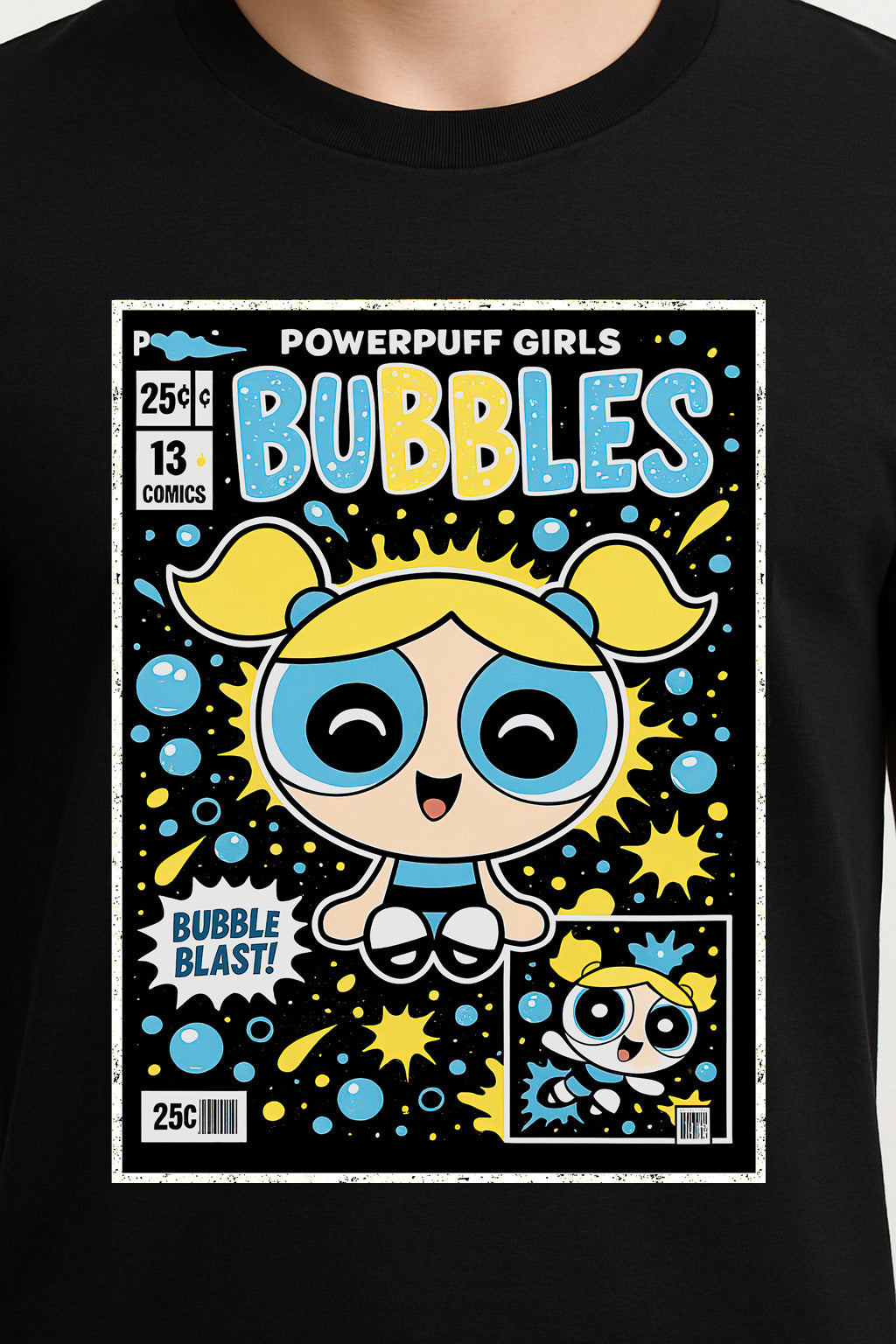 Powerpuff Girls Bubbles Bubble Blast Retro Comic Cover Unisex T-Shirt