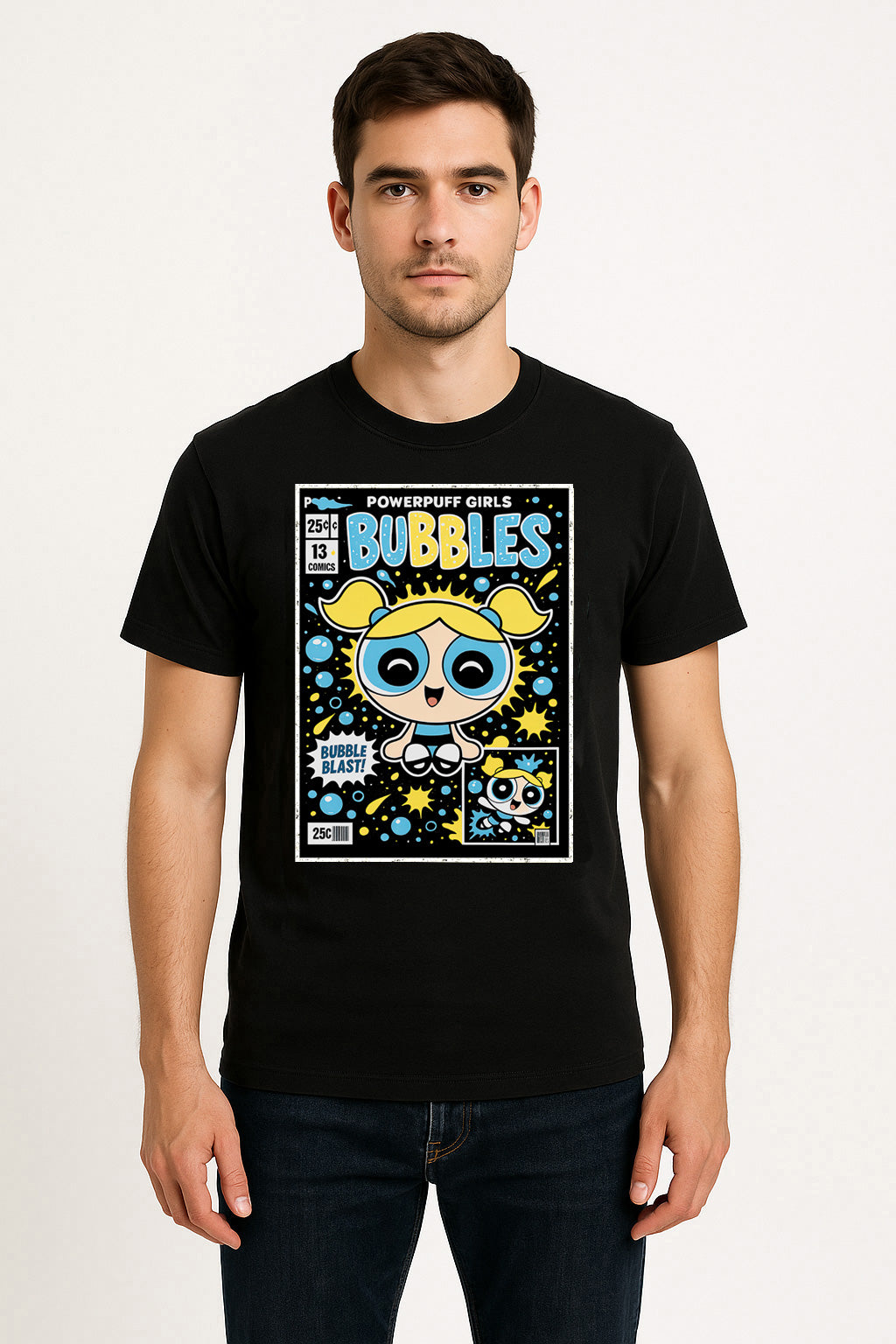 Powerpuff Girls Bubbles Bubble Blast Retro Comic Cover Unisex T-Shirt