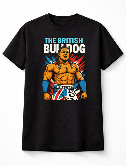 British Bulldog Davey Boy Smith WWE T-Shirt Wrestling Unisex Black Graphic Tee