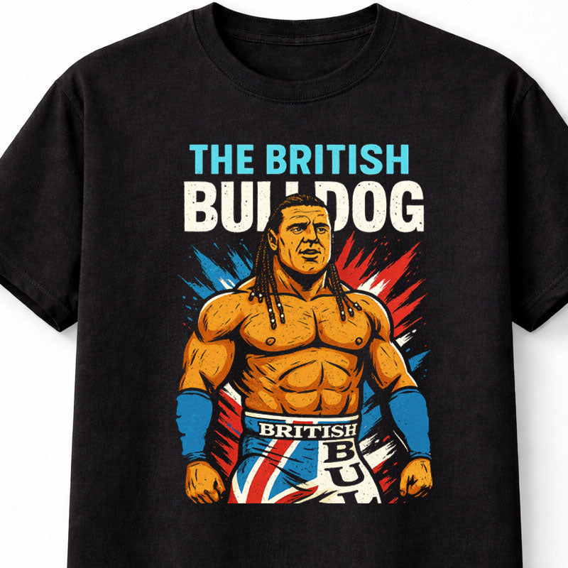 British Bulldog Davey Boy Smith WWE T-Shirt Wrestling Unisex Black Graphic Tee