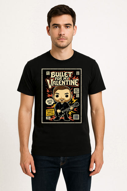 Bullet for My Valentine Hearts Burst into Fire Metalcore Funko Pop Style Unisex T-Shirt