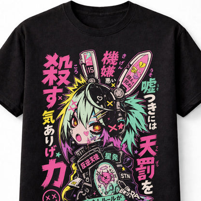 Anime Cyberpunk Bunny Girl Manga Japanese Graphic Unisex T-Shirt