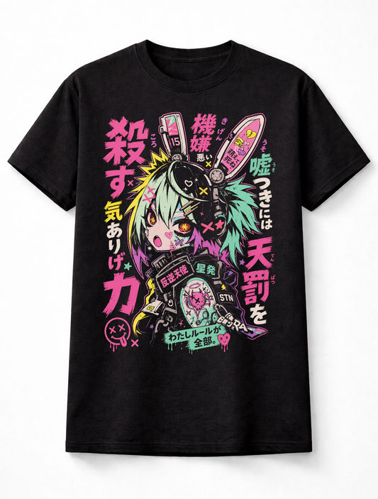 Anime Cyberpunk Bunny Girl Manga Japanese Graphic Unisex T-Shirt