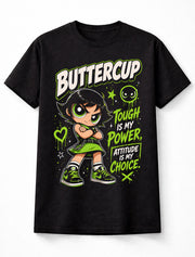 Powerpuff Girls Buttercup Tough Attitude Cartoon Graphic Unisex T-Shirt