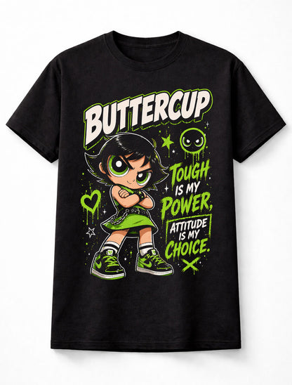 Powerpuff Girls Buttercup Tough Attitude Cartoon Graphic Unisex T-Shirt