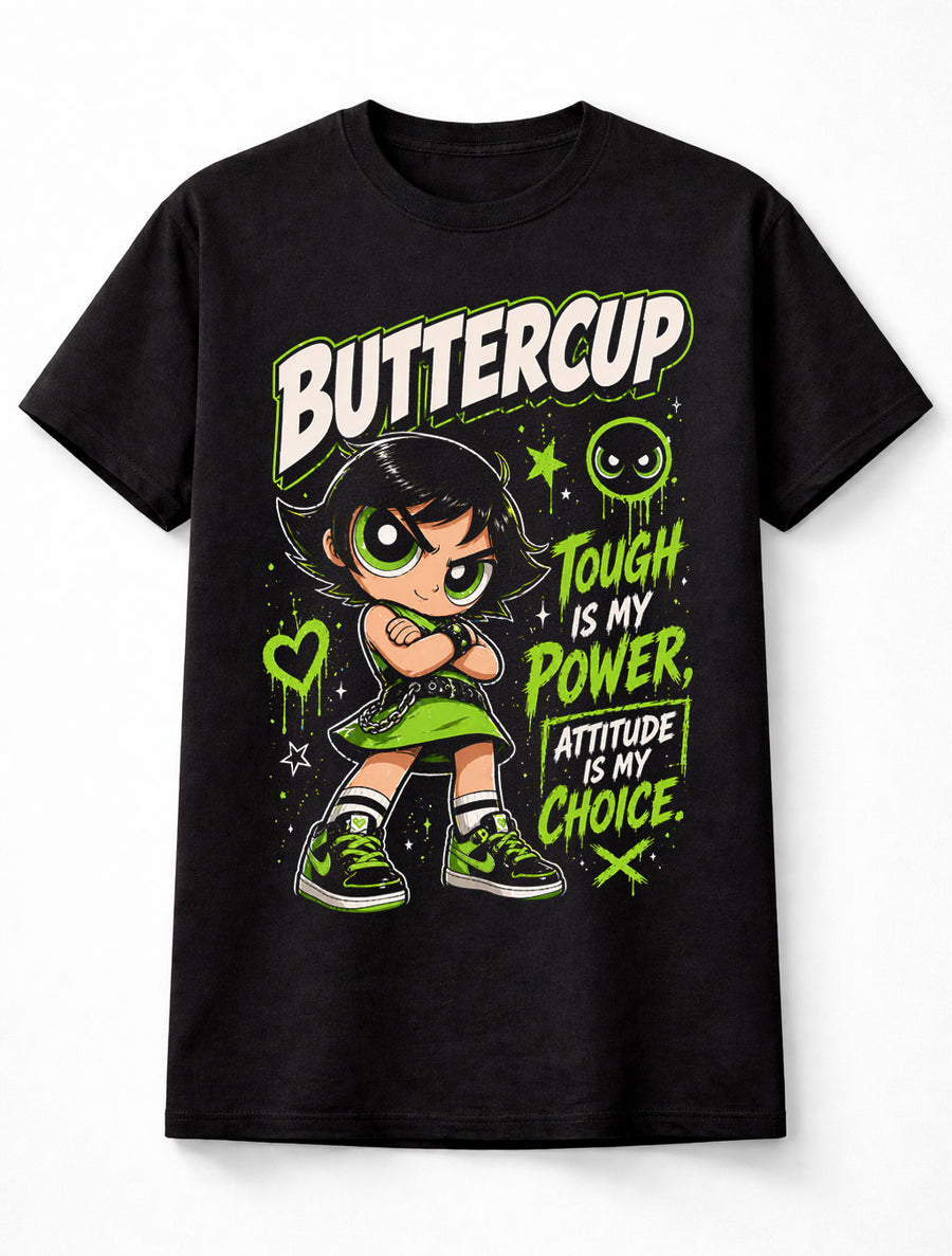 Powerpuff Girls Buttercup Tough Attitude Cartoon Graphic Unisex T-Shirt