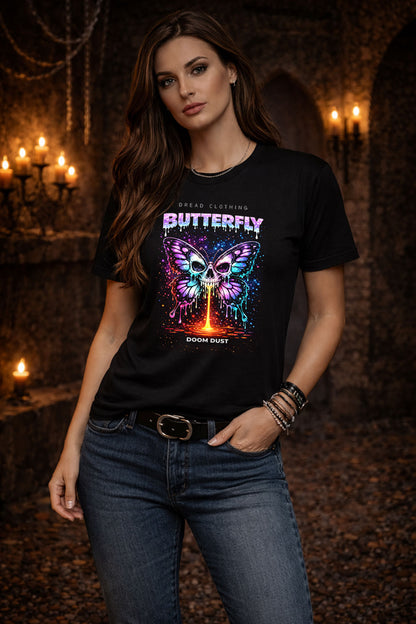 Butterfly Skull Unisex Toxic Gothic Graphic T-Shirt Dark Art Doom Dust Tee