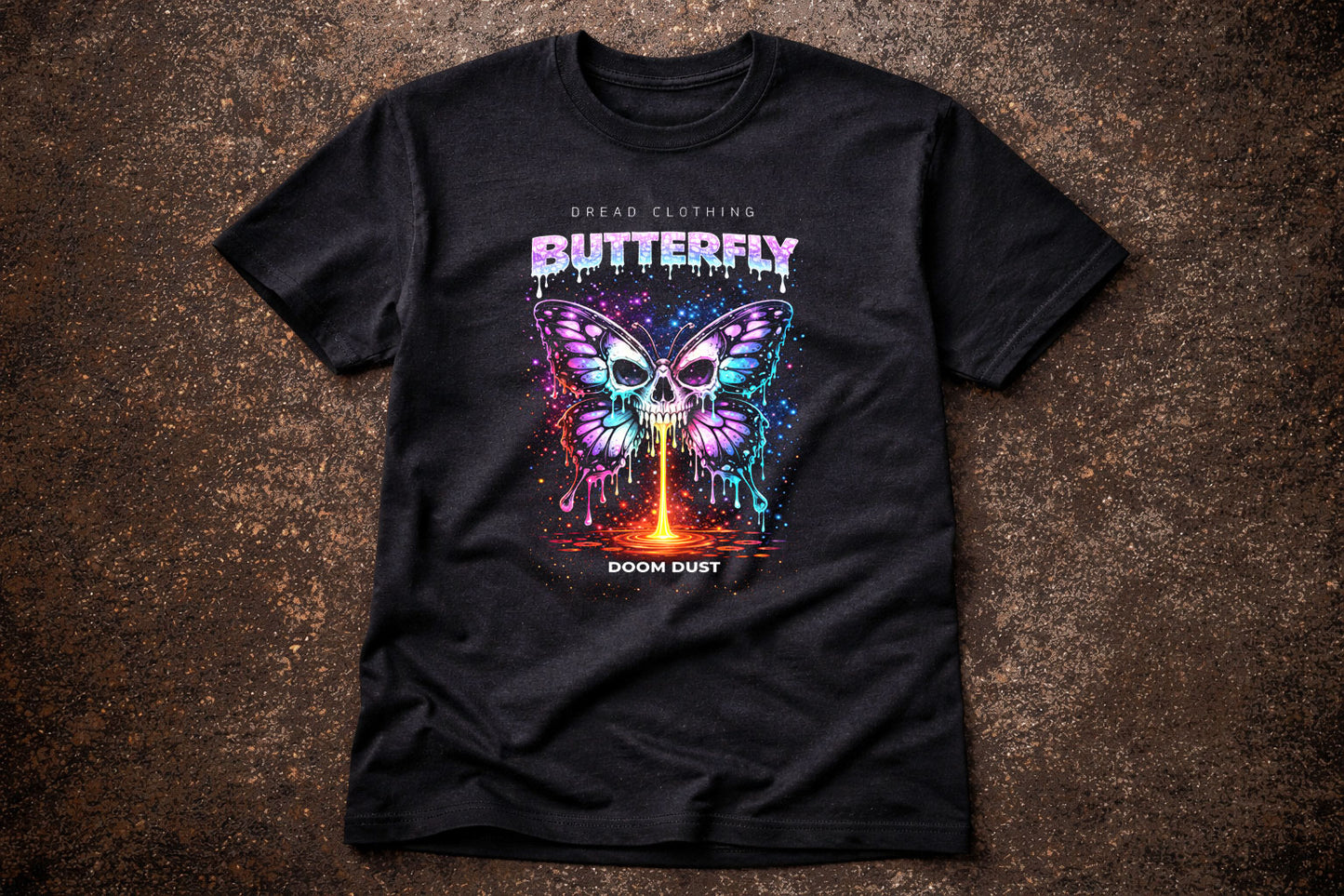 Butterfly Skull Unisex Toxic Gothic Graphic T-Shirt Dark Art Doom Dust Tee